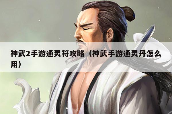 神武2手游通灵符攻略（神武手游通灵丹怎么用）